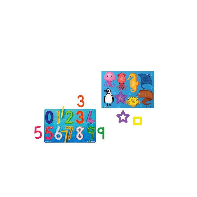 Finger Tracing board - Numbers & Shapes Inserts - Sea Animals (2xA4)
