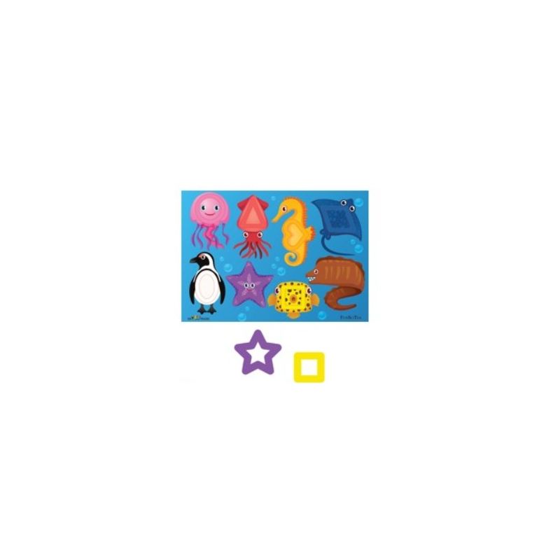Finger Tracing board - Shapes Inserts (8pc) Sea Animals (A4)