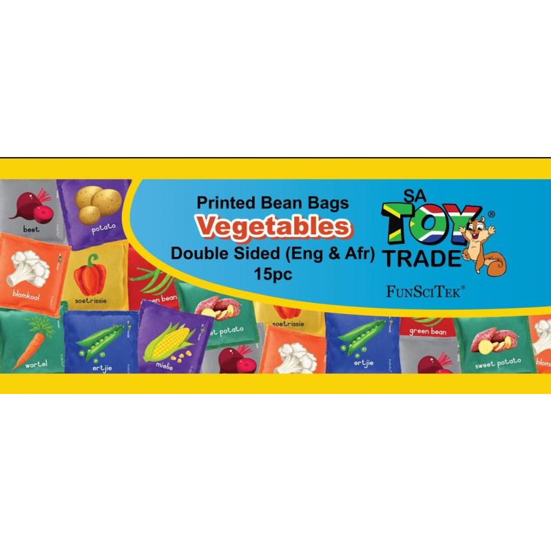 Bean Bags (11cm) - Printed Vegetables D/S (15pc) D-String Bag - Eng/Afr