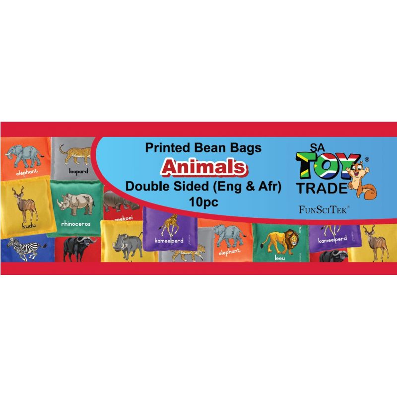 Bean Bags (11cm) - Printed Animals D/S (12pc) D-String Bag - Eng/Afr