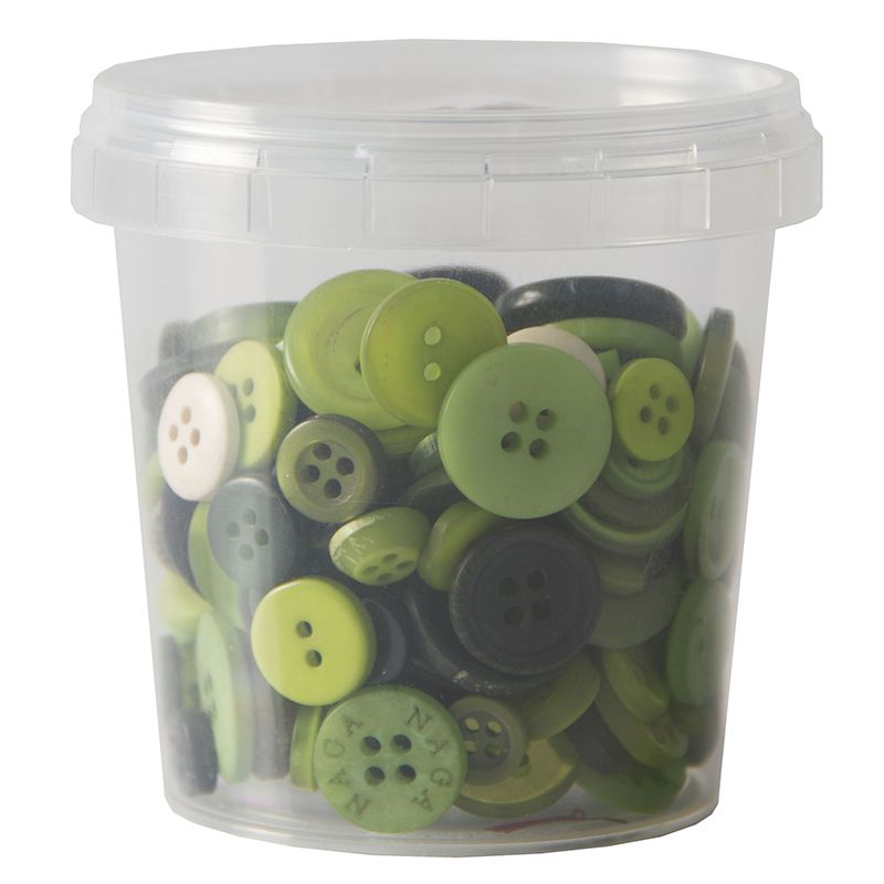 Buttons Plastic in Jar - Assorted GREEN