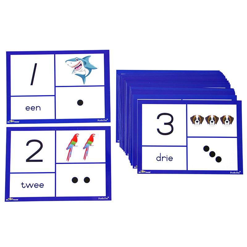 Flash Cards (A4) - Getalle 1-20 Simbole, Kolle, Prentjies en Name (20pc) - Afrikaans