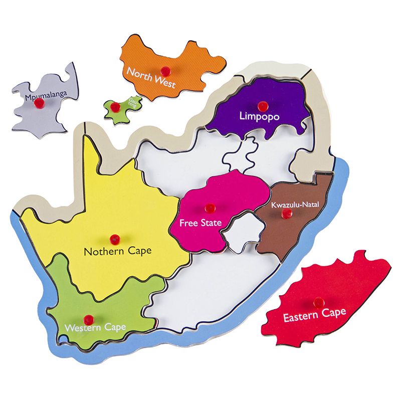 Wooden Knob Puzzle - South Africa Map with Provinces