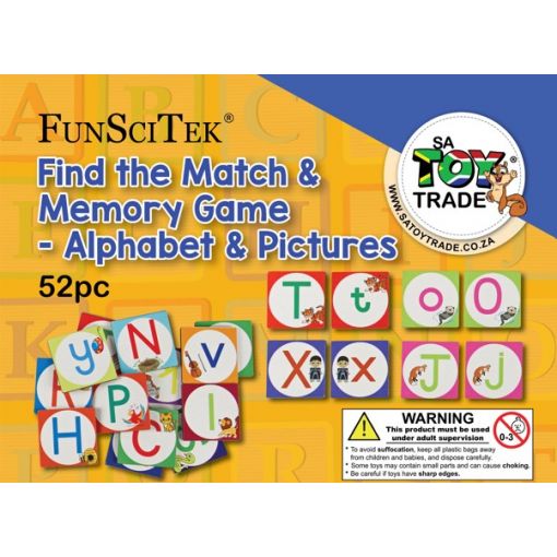 FunSciTek - Find the Match & Memory Game - Alphabet Letter & Picture - Wood
