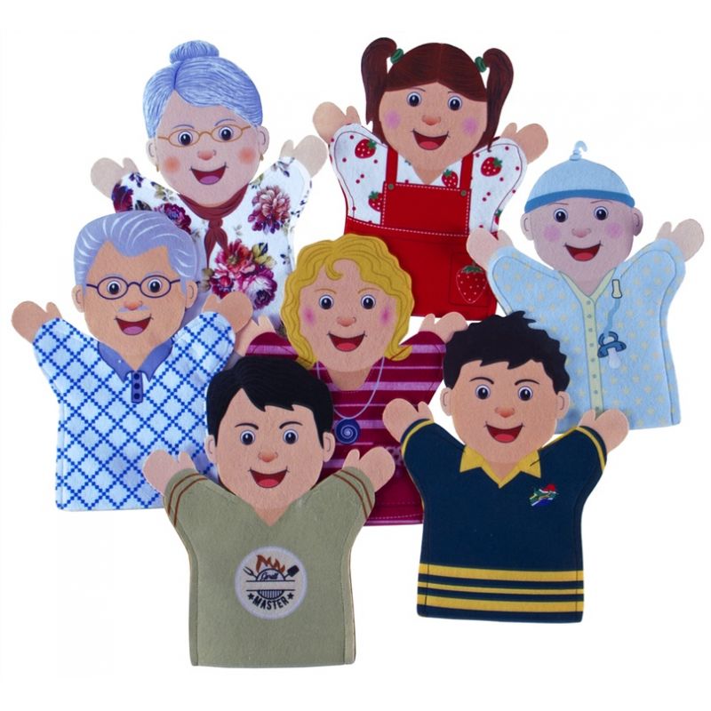 Hand Puppet Glove - Printed Western Family (7pc)