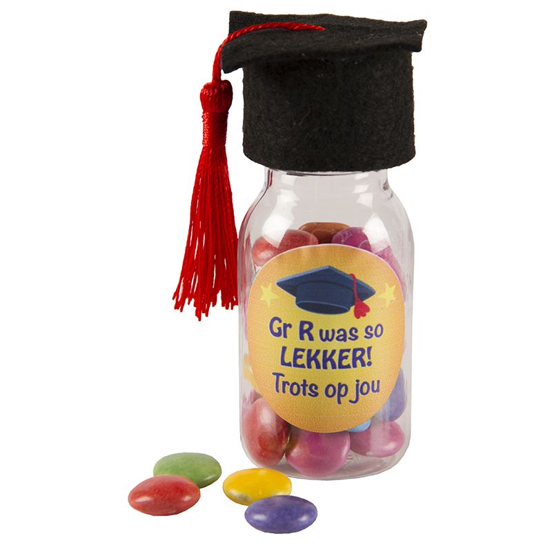 Graduation Kit 2 - Small Bottle with Sticker & Grad Cap - Afrikaans 2026