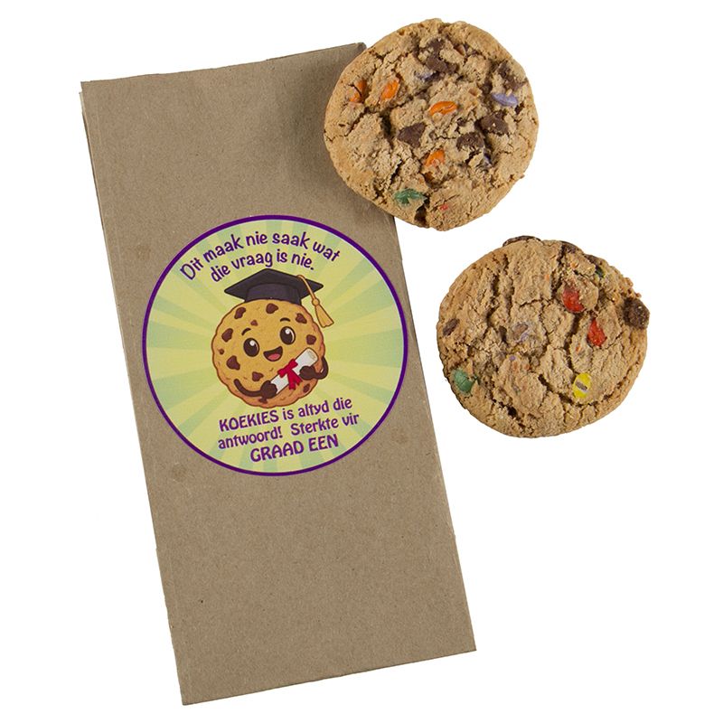 Graduation Kit 5 - Brown Paper Cookie Bag with Sticker (10pc) - Afrikaans 2026