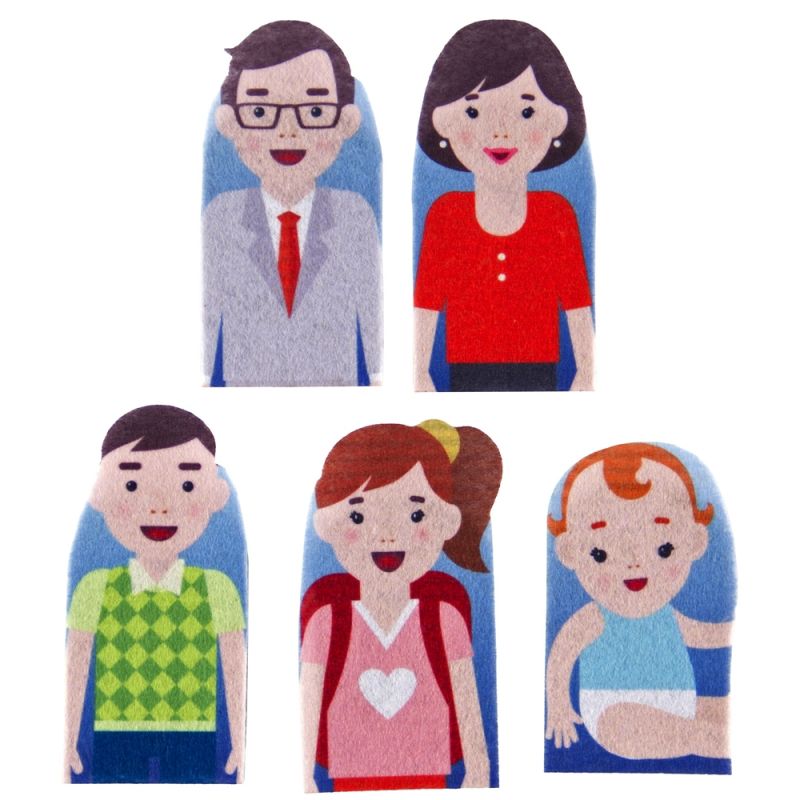 Finger Puppets - Printed Western Family (5pc)
