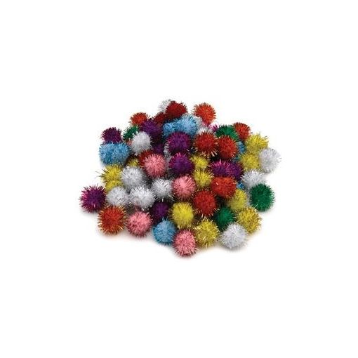 Pom Poms Glitter 15mm (25pc) - Assorted