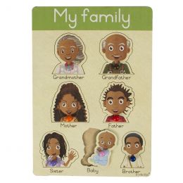 Knob Puzzle A4 - My Family - African (wood)