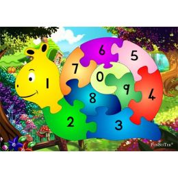 Frame Puzzle A4 - Snail Numbers (wood)