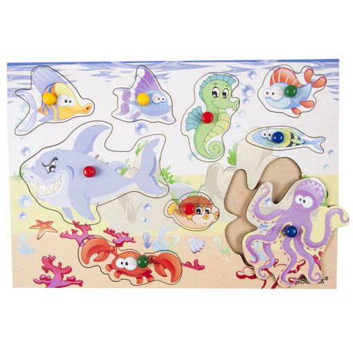 Knob Puzzle A4 - Sea Animals (wood)