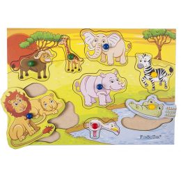Knob Puzzle A4 - Wild Animals (wood)