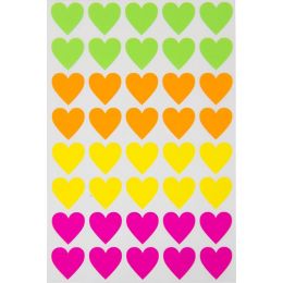 Stickers - Hearts - Fluorescent Colours (160pc)