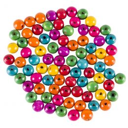 Beads Wooden Round - Assorted Coloured - 14mm (250pc)