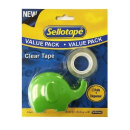Tape - Sellotape (18mmx20m) - Clear (2pc) + Elephant Dispenser