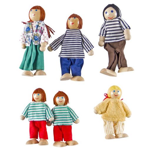 Wooden Flexi Family Dolls - Assorted (6pc)