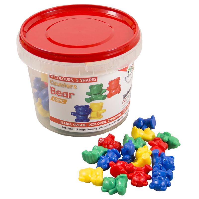 Counters Bear - Weighted Fun in Tub with tweezer(3-shapes 4 gram 60pc)