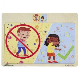 PZ Wood Frame - A4 12pc - Coughing - Health and Safety (SP)