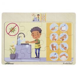 PZ Wood Frame - A4 12pc - Washing Hands - Health and Safety (SP)