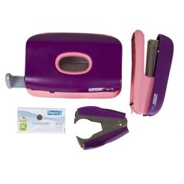 Rapid Mini F5 Set Purple & Pink (Stapler, Punch, Stapler Remover, 1000 Staples)