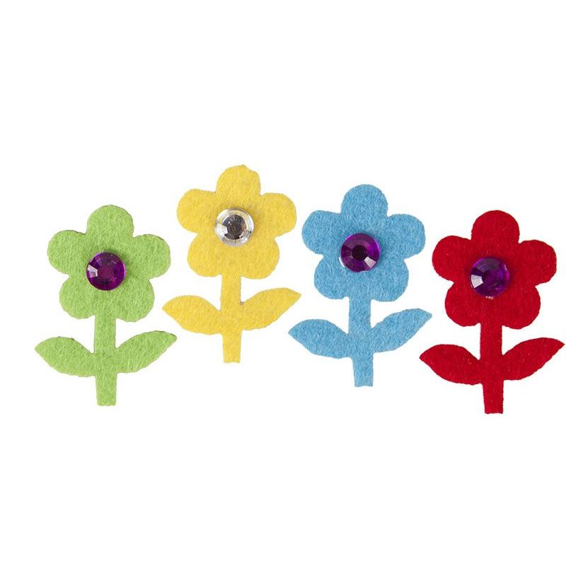 Felt - Flower On Stem Mix (10pc) Assorted