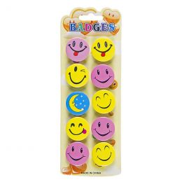Novelty - Emoji Badges (~3cm) 10pc - Assorted