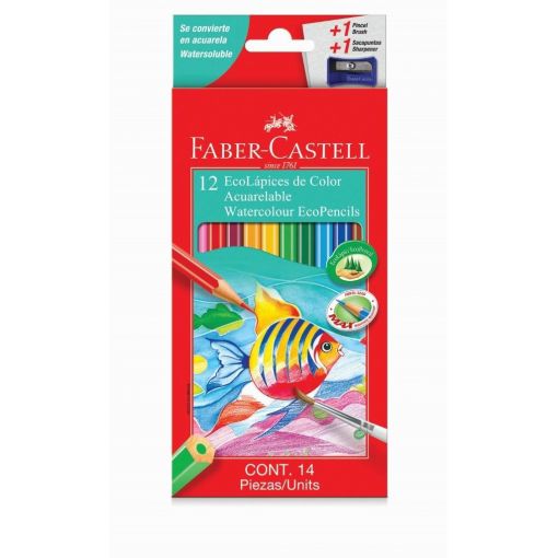 Colour Pencils - Aquarelle 7mm (12pc) + Brush + Sharpener