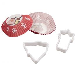 Christmas Paper Baking Cups (25pc) and Cutters (2pc) - Assorted