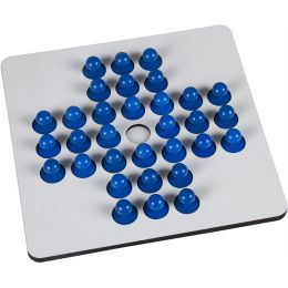 Wooden Solitaire Peg Game (incl board + 32 stand counters)