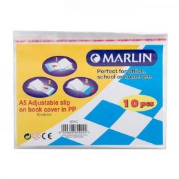 Book Cover A5 - Plastic (50mic) Slip-on (10pc) Adjustable  - Marlin