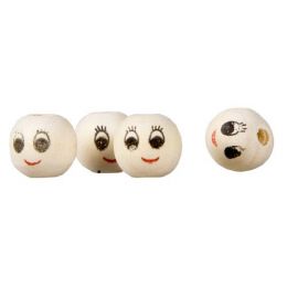 Wood Beads - Painted Faces (10mm) 12pc