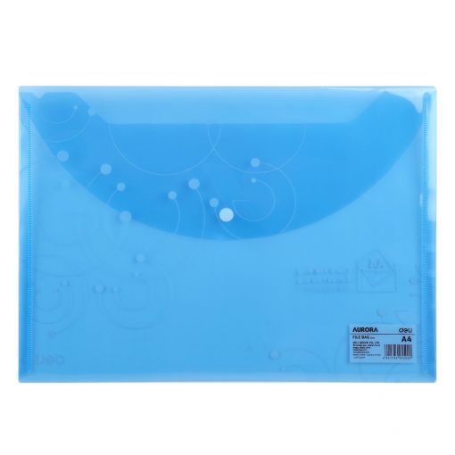 Carry Folder - A4 Transparent with press stud (180 micron) - Blue - Deli