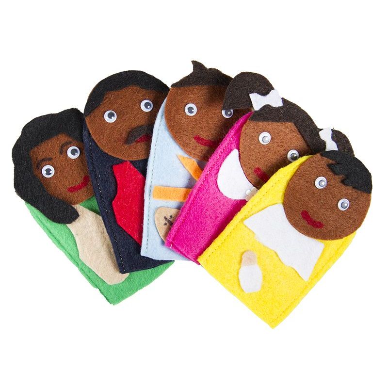 Finger Puppets - Printed African Family (5pc)