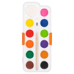 Paint Watercolour Set - 12 Colours in Tablet + Brush (C10-12) - Deli