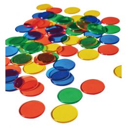 Counters - Round 2.54cm (2mm thick, 4 colour, 1000pc) - Transparent