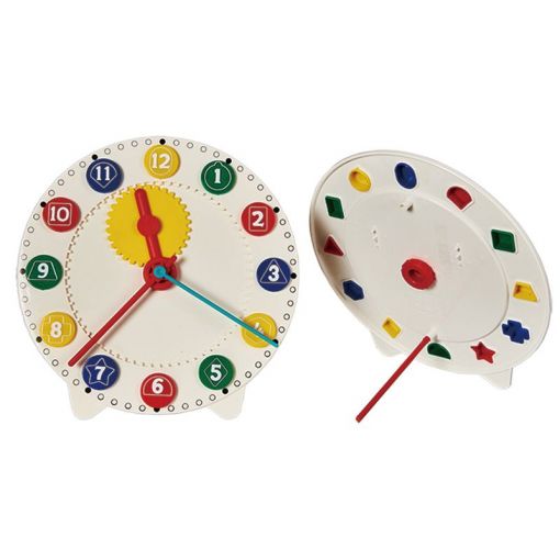 Clock - Moving Gear and Shape-Insert Blocks - 28cm diameter