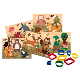 Dough Cards Set (A5) - Geo Shapes Forest (5pc) + Cutters