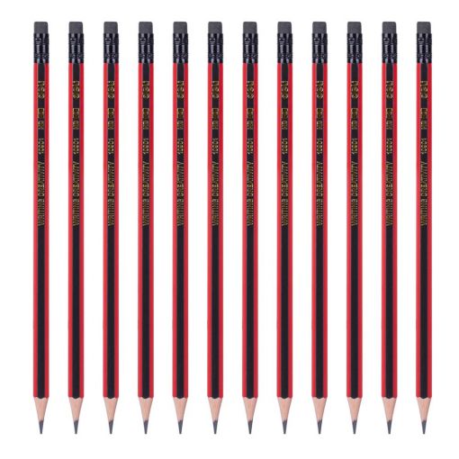 Pencils - HB (12pc)  2.2mm Hexagonal with Eraser Tip  - Deli