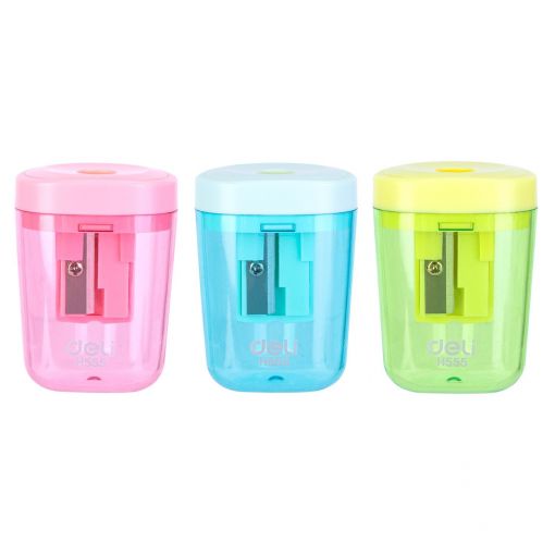 Sharpener - 1-Hole with Container - Assorted - Deli