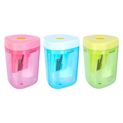 Sharpener - 1-Hole with Container - Assorted - Deli