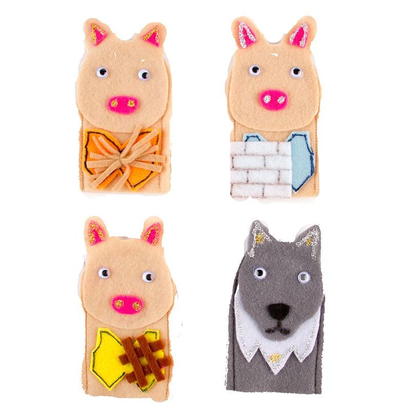 Finger - Printed Story Puppets - 3 Little Pigs (4pc)