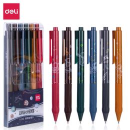 Pen - Gel Click Pen (6pc) Assorted Colours - Tip 0.5mm  - Deli