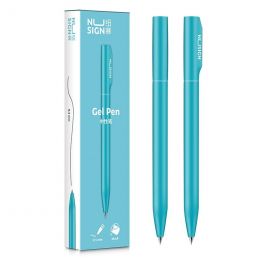 Nusign Gel Pen 0.5mm - (Black Ink) Light Blue Grip - Deli