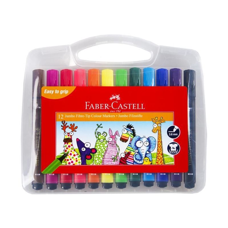Koki - Jumbo Felt Pens (12pc) Washable Fibre Tip Markers - FaberCastell