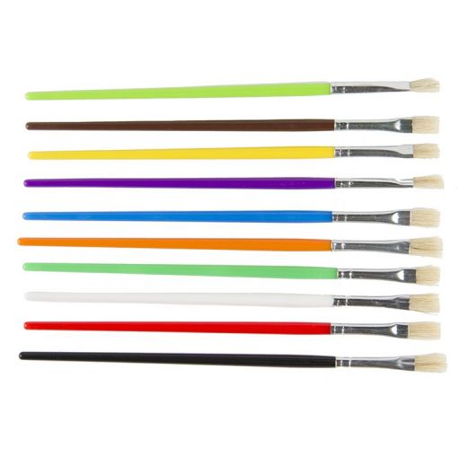 Brushes Coloured - Flat Mini 2 (10pc) 10 Colours