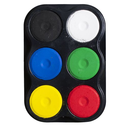 Tempera Blocks in Tray - Large (57mm) - 6 Primary Colours