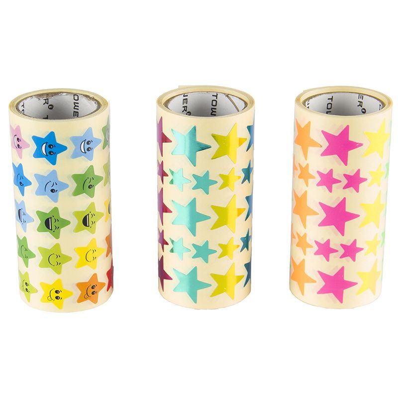 Stickers - Stars (2400pc) 3xRolls (Faces, Fluorescent, Metallic)