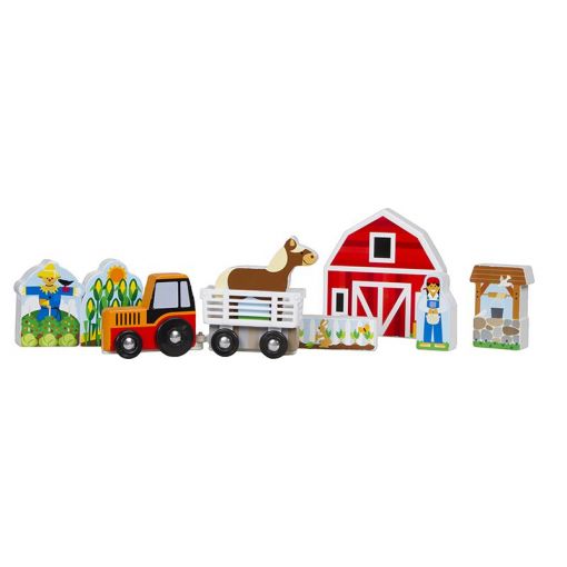 Wooden Farm and Tractor Play Set