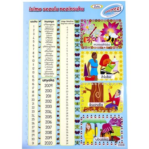 Poster - Isomo Sezulu Nezinsuku - (Weather & Dates) (Zulu)